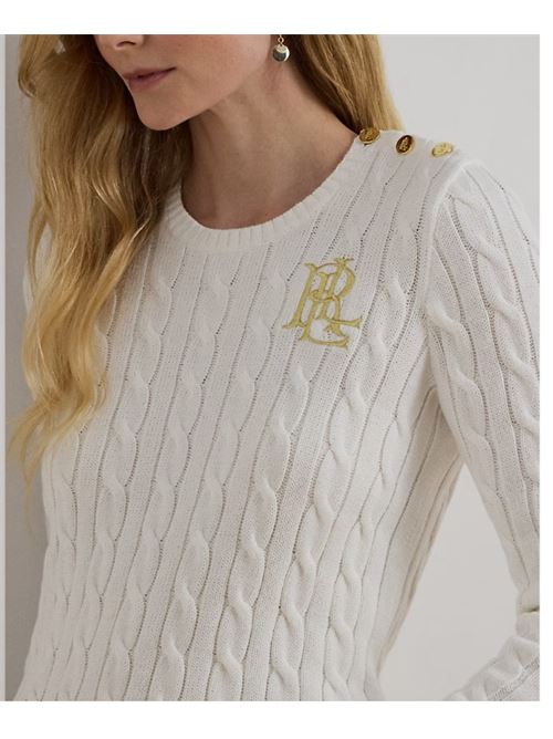 Maglia in cotone a trecce LAUREN RALPH LAUREN | MONTIVA-LONG SLEEVE-PULLOVER.MASCARPONE CREAM
